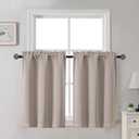 Gwine Stone Blackout Curtains for Small Window Treatment, Light Blocking Short Kitchen Window Curtains Over Sink, Rod Pocket Half Window Tiers for Bathroom Basement, Each 30" Wx36 L, 2 PCS