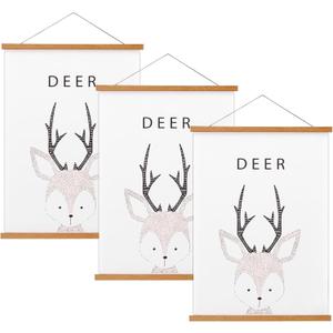 FALAMON 3 Pack Magnetic Poster Hanger Frame, 10x14 10x15 10x13 Teak Wood Magnet Poster Frame for Posters, Prints, Photos, Pictures, Maps, Scrolls, and Canvas Artwork