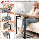 Tv Tray Table, 8-Level Adjustable Height Couch Side Table，90° Tilt Angle Adjustments C-Shaped End Table, with Phone & Tablet Slot Computer Desk for Sofa, Bed, Chair, Living Room（Lvory Gray）