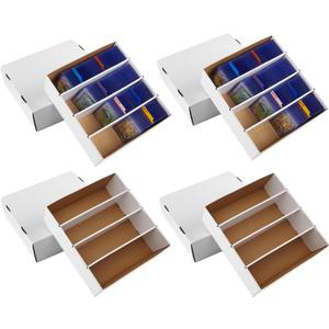 4 Pack Sports Card Boxes 3120 Count Cardboard Card Storage Box White Bulk Card Storage Baseball Card Boxes with 10 Dividers Sports Cards Storage Box for Card Game Baseball Card Storage Boxes