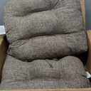 downluxe Indoor Chair Cushions for Dining Chairs, Tufted Overstuffed Textured Foam Kitchen Chair Pads with Ties and Non-Slip Backing, 15.5" x 15.5" x 4", Khaki, 4 Pack
