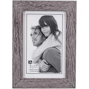 Malden International Designs 803-46 Linear Rustic Wood Picture Frame, 4x6, Rough Gray