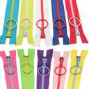10 PCS 16 Inch (40CM) #5 Plastic Zippers with Lifting Ring Pull,Closed End Resin Zippers,10 Color Mixed Zipper Tape and Pull,for DIY Sewing Crafts Bags Garment (16” 40cm) SHUNLI