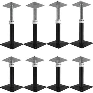 8-Pack Adjustable House Floor Jacks, 5" - 8" Height Range, 11000 lbs Capacity Each, Telescoping Screw Jacks for Leveling & Temporary Support - Galvanized Steel Construction