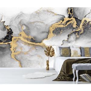 Black Gold Marble Wallpaper Abstract Ink Art Large Background Mural Living Room OfficeNot Peel and Stick