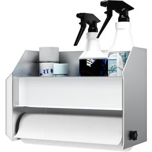 Aluminum Hand Cleaning Station Organizer Bracket for Enclosed Race Trailer, Garage, Storage, Wall Mount (Silver)