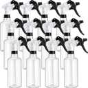 Eccliy 12 Pcs 16 Oz Plastic Spray Bottle, Adjustable Empty Reusable Sprayer for Cleaning, Planting, Water, Bathroom and Kitchen, BBQ, Commercial and Residential (Black,Clear) (Back&white)