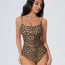 SUUKSESS Women One Piece Tummy Control Swimsuit Crisscross Backless Bathing Suit (S)