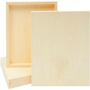 Unfinished Wood Panels for Painting, Blank Wooden Squares for Crafting, Art Pouring (14 x 11 x 0.01 inches, 4 Pack)