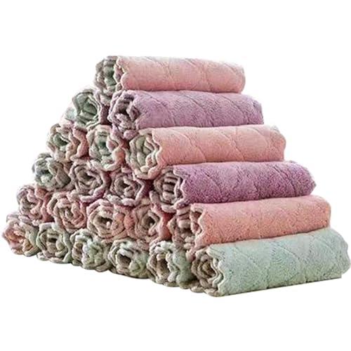 20 Pack Kitchen Cloth, Microfiber Dish Towels Washcloths, Super Absorbent Coral Velvet Dishtowels, Premium Cleaning Cloths,Non-Stick Oil Quick Dry Dish Towels, Soft Tea Towel, Table Cleaning Cloths.