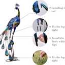 TERESA'S COLLECTIONS Outdoor Decor Peacock Yard Art Garden Sculptures & Statues for Porch Decor,35'' Blue Large Metal Bird Garden Decor for Outside, Yard Decorations Outdoor for Patio,Gifts for Mom