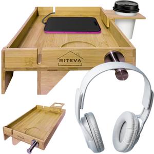 Bamboo Bedside Shelf, College Dorm Room Essentials, Bunk Bed Nighstand, Bamboo Furniture, Floating Nighstand, Wood Furniture, Minimalist Room Decor, Headphones Hook, Sturdy Floating Nighstand.