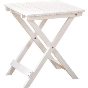 Small Side Table Square Folding, Patio Foldable Wooden End Table for Outdoor Indoor Porch Camping Living Room Bedroom, as Coffee Table or Plant Stand, White (15.5"D x 15.5"W x 18.5"H)