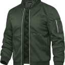 TACVASEN Men's Bomber Jackets Thermal Quilted Jacket Water Resistant Warm Winter Coats (Large, Army Green)