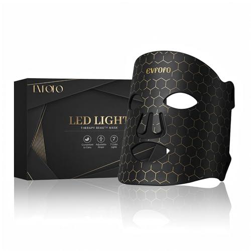 EVFOFO Led Face Mask Light Therapy, Red Light Therapy for Face, 7-1 Colors LED Facial Skin Care Mask, Black