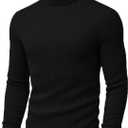 URBAN BUCK Turtleneck Men Long Sleeve Knitted Shirt - Ultra Soft Cotton Slim Fit Ribbed Turtle Neck Sweater for Men (Large)
