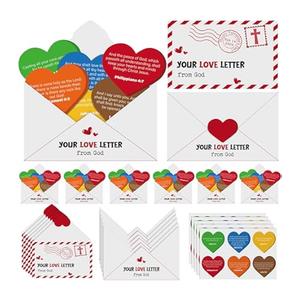 This Christian Gift Set Includes “Your Love Letter From God” Envelopes And Colorful Heart-Shaped Cards With Bible Verses, Ideal For Church Events, Outreach, Or Personal Encouragement