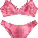 ZAFUL Women's Underwire Bikini Floral High Cut Bikini Set V-Wired Two Piece Swimsuit Bathing Suit (Medium)