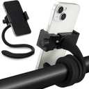 Amylove 2 Pcs Stroller Phone Holder Portable Cell Phone Holder Stand Universal Stroller Accessories for Parent Baby Toddler Cellphone Clamp with Non Slip Silicone Arm Grip(Black,Upgraded)