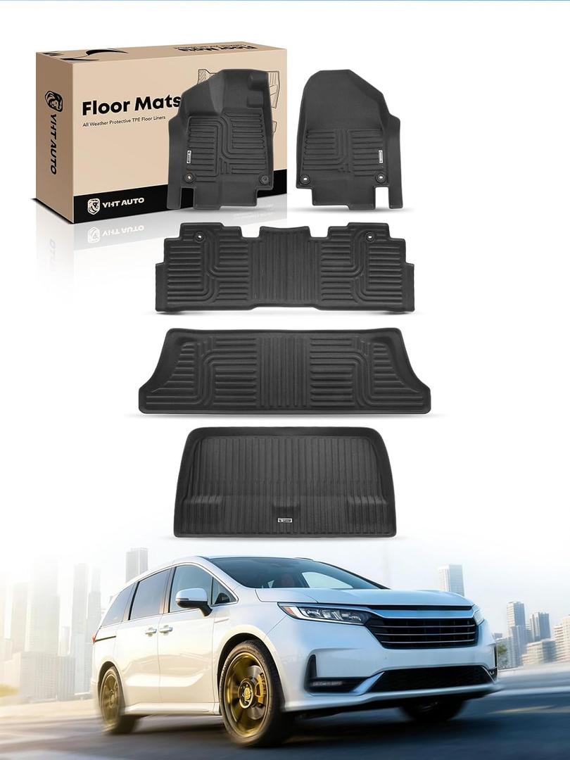 YHTAUTO Automotive Floor Mats for Honda Odyssey 2018-2026
TPE All Weather Car Mats, Anti-Slip & Custom Fit Floor Liners | 1st & 2nd & 3rd Row & Trunk Mat, Black, Set of 5