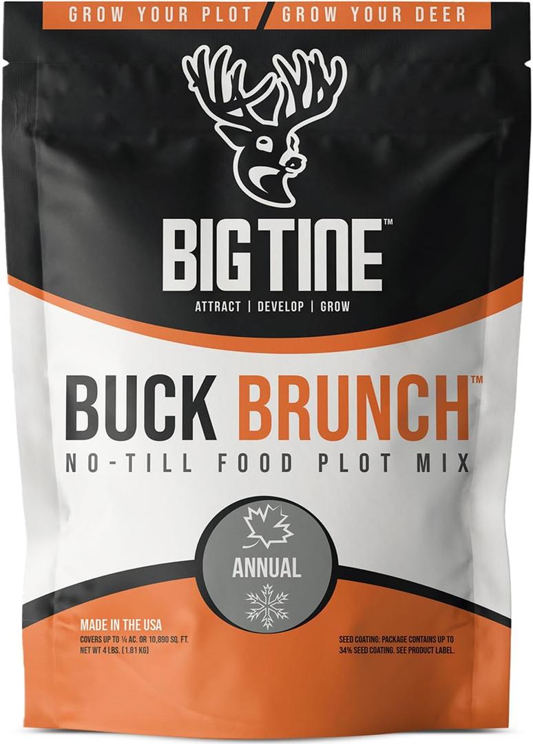 Food Plot Mix, Deer Attractant, Buck Brunch, No-Till Food Plot Mix, 4 lbs Bag, Great for Remote Plots, Fast Growing, Shade Tolerant