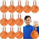 Yinder 12 Pieces Basketball Snack Bags Basketball Treat Goodie Team Gift Bags Bulk Non Woven for Kids Adults Sports Birthday Party Supplies