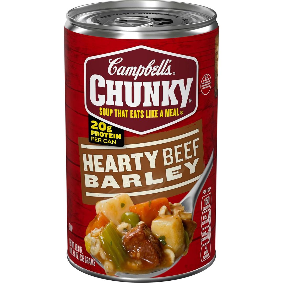 Campbell's Chunky Soup, Hearty Beef and Barley Soup, 18.8 Oz Can