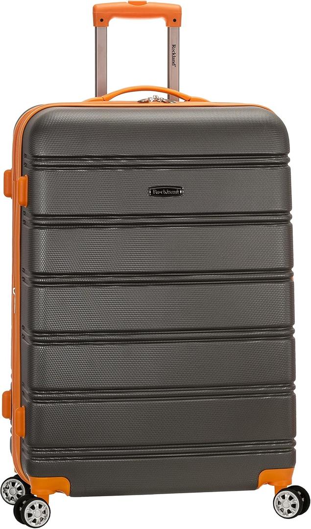 Rockland Melbourne Hardside Expandable Spinner Wheel Luggage, Charcoal, Checked-Large 28-Inch