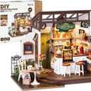 Rolife Coffee Shop Miniature Dollhouse Kit with LED Lights - DIY Crafts for Adults, Birthday Gifts and Hobbies