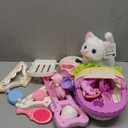 G.C Cat Toys for Kids Girls, Electronic Interactive Stuffed Cat Walk Meow and Wag Tail with Stroller Pet Care Accessories Toys Pretend Play Birthday Gifts for Toddlers Girls 3 4 5 6 7 8 Year Old