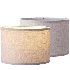 Beige Modern Fabric Lampshade, Drum Lampshade for Floor Lamps, Easy Assembly Replacement Lamp Shade Spider Fitter, 13 Inch