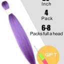 Purple Braiding Hair 20 Inch Pre Stretched Hair Long Straight Crochet Braids Yaki Texture Synthetic Fiber 4 Packs (Light Purple)