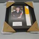 9x11 Graduate Frame with Tassel Holder, Graduation Party Gift and Keepsake, Tempered Real Glass, Display 5x7 graduate Photo with Black Linen Textured Mat, Black Frame with Gold Beads Embossing