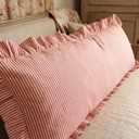 Tegeme Set of 1 Ruffled Body Pillow Cover 20"x54" Red and White Striped Decorative Pillowcases Boho Cute Soft Polyester Cotton Farmhouse Cushion Cover for Bed Sofa Living Room Decor