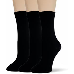 Thin Crew Socks for Women, Ladies Soft Cotton High Calf Boot Sock for Trouser, Dress, Business (5-11, 3 Pairs (Black x3)