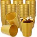 Yungyan 50 Pack 16oz Stadium Cups Reusable Plastic Cups Blank Drink Tumblers for Parties, Events, DIY Projects, 4.5 x 3.54 x 2.72 Inch (Gold)