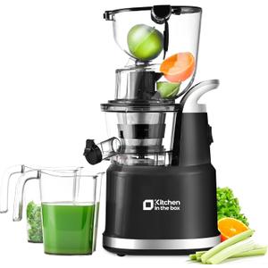 Cold Press Juicer Machines, Kitchen in the Box Slow Masticating Juicers Machine,3.26inch Large Wide Feed Chute Fit Whole Fruits & Vegetables,BPA Free,Easy to Clean (Bright Black)
