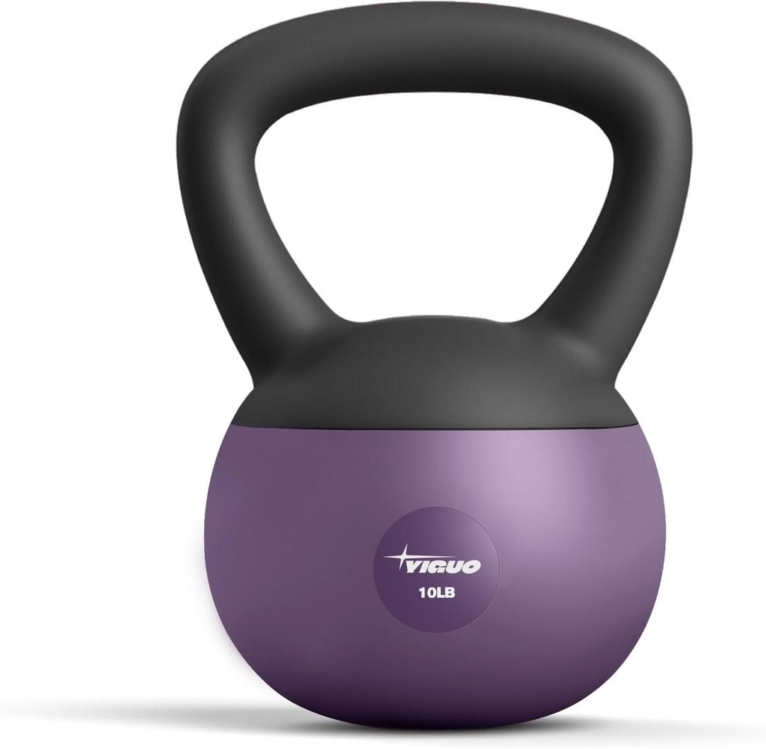YIGUO Soft Kettlebell, Kettlebells Cushioned Impact-Resistant Base and Anti-Slip Grip, Strength Training Kettle Bell for Women and Men, Home Workout (10 LB, DarkPurple)