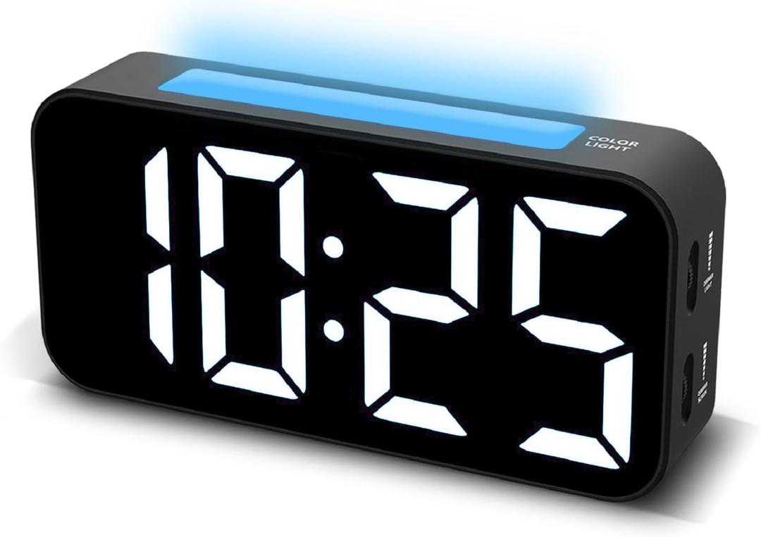 Loud Alarm Clocks for Bedrooms Heavy Sleepers, Digital Clock with Night Light, Large Display, Dual Alarm, Snooze, Dimmable Bedside Alarm Clock for Kids Teens Boys Girls (Black)
