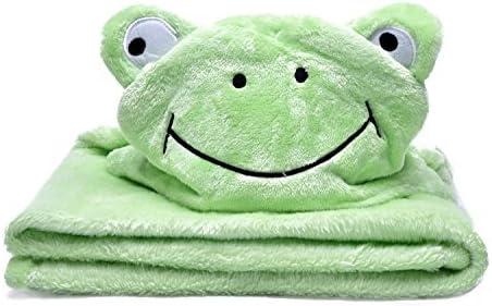 Plush Baby Blanket for Boy or Girl. Super-Soft Microfiber Fleece in Animal Designs. Fab Gifts! Soft Enough for Swaddle/Receiving Wrap, Sturdy Enough for Years of Toddler Cuddles. 30x36 + Hood (Green)