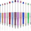 Joyberg 15 PCS Beadable Pens, Beadable Pens Bulk Colored Plastic, Black Ink Beaded Pens Creative Diy Pen, Bend Pens for Make Gifts for Children and Students, Office School Supplies