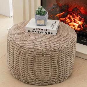Asuprui Pouf Ottoman Stuffed Round Modern Foam Filled Ottoman Foot Rest Poufs for Living Room Chair Decorative Boho Foot Stool for Wedding Christmas Party