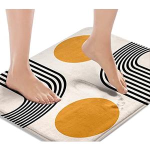 Britimes Boho Mid Century Bath Mat for Bathroom No Silp Abstract Geometric Washable Cover Floor Rug Carpets Floor Mat Bathroom Decorations 16x24 for Kitchen Bedroom