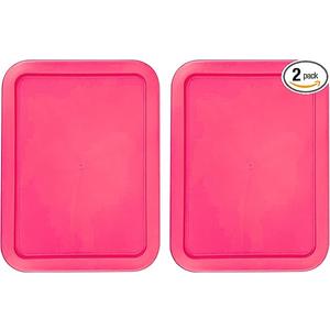 Replacement Lids fits Pyrex 3-Cup Glass Food Storage Container Bowls, (7.75 x 5.75-Inch) Plastic Rectangle Lids Covers for Pyrex 7210-PC, Airtight & Leakproof (2-Pack, Fuchsia)