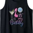 40th Birthday BFF Party Squad, 40 Fabulous Drinking Gift Tank Top, Large