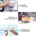 Martini Glasses, Plastic Reusable Insulated Freeze Martini Cooling Cups, Gel Chiller, Double Wall Stemless Martini Glasses Set of 2, 9 Oz Capacity, Martini Gifts, 2 Reusable Cocktail Straws (Gray)