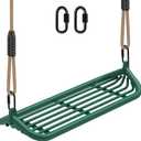 SELEWARE Heavy-Duty 20" Metal Frame Swing Seat with Adjustable Rope & Quick Connect, Replacement Swing Set Accessories for Kids and Adults, Indoor/Outdoor Backyard Playground Tree Swing, Green