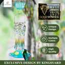 Kingsyard Glass Hummingbird Feeders for Outdoors Hanging, 25 oz Leak Proof Hummingbird Feeder with Ant Moat & 6 Bee Proof Feeding Ports, Turquoise