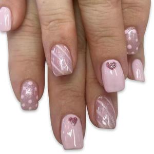 24Pcs Pink Valentines Day Press on Nails Medium Square Fake Nails Cute Heart Acrylic Nails Full Cover Glitter Pink False Nails Reusable Glue on Nails Valentines Artificial Stick on Nails for Women