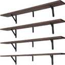 Long Floating Shelves for Books,Wall Hanging Bookshelf Set of 4,Rustic Wall Mount Book Shelf Wood Extra Large for Livingroom Bedroom Kitchen Bathroom Home Office Decor,36 Inches(Dark Brown) (36"set of 4)